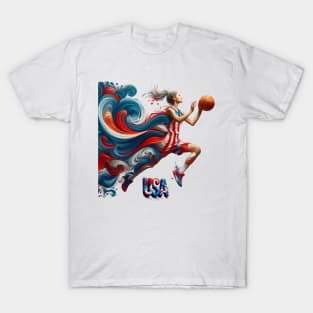 Basketball Shirt, Paris France, Olympic Games 2024, Olympic Sports, Paris Games, 2024 Shirt, USA Flag Shirt, Womens Basketball Tshirt T-Shirt